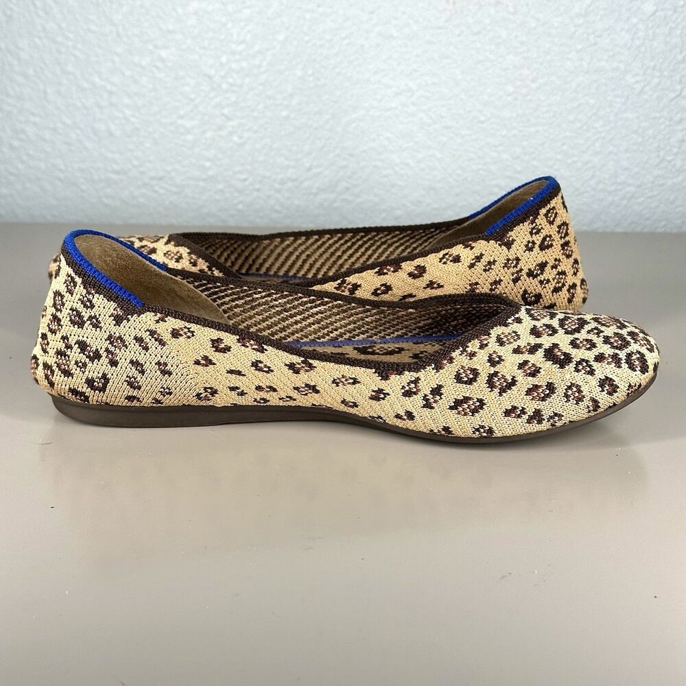 Rothy's Women's The Flat Size 5.5 Leopard Print Textile Slip On Ballet Shoes - Picture 6 of 13